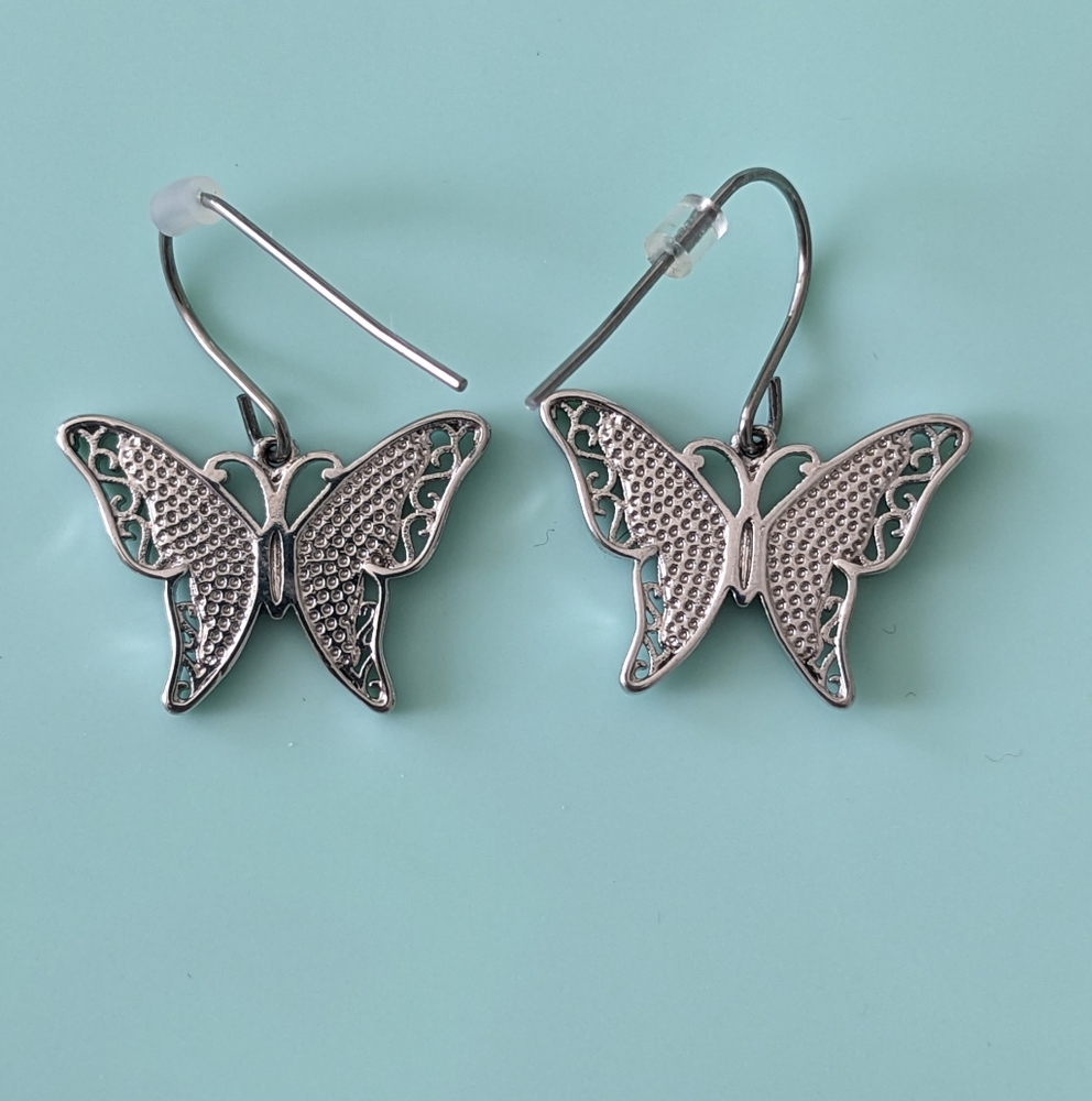 Abalone Butterfly Dangle Earrings. Hypoallergenic… - image 2
